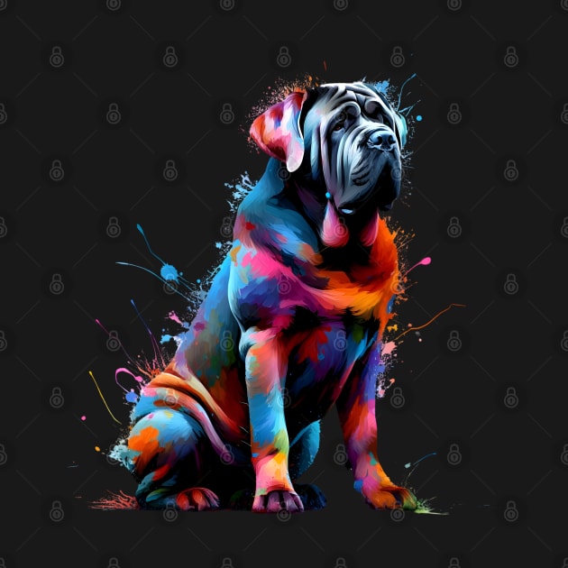 Colorful Splashed Paint Neapolitan Mastiff Art by ArtRUs