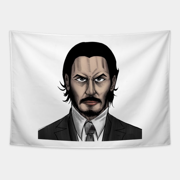 the perfect hit man, john wick portrait ecopop in revenge Tapestry by jorge_lebeau