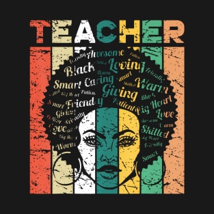 Black Teacher Afro Retro Black History Month T-Shirt