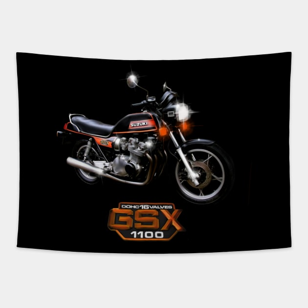 The Classic Suzuki GSX 1100 DOHC design by MotorManiac Tapestry by MotorManiac