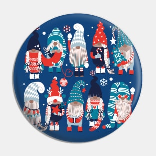 Let it gnome // spot blue background little Santa's helpers preparing for Christmas neon red classic oxford and pastel blue dressed gnomes Pin