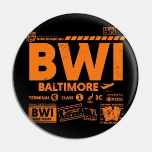 Vintage Baltimore BWI Airport Code Travel Day Retro Travel Tag Pin