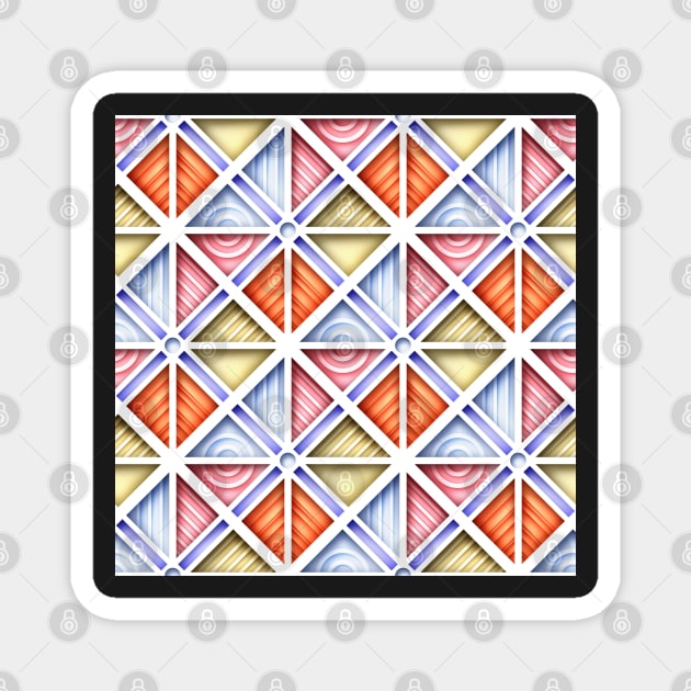 3d Geometric Pattern, Triangular Motifs Magnet by lissantee