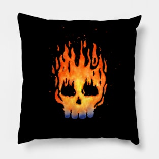 Fire Skull watercolor Pillow