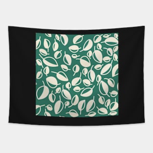 Minimalist Leaves on Green Tapestry