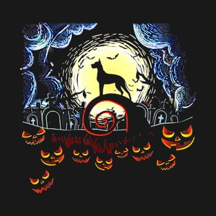 Great Dane Dog And Moon Funny Halloween Costume T-Shirt