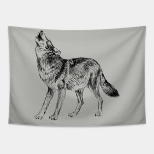 Howling Wolf Sketch Tapestry