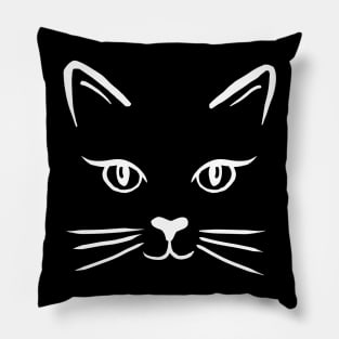 Cute Cat Face White Pillow