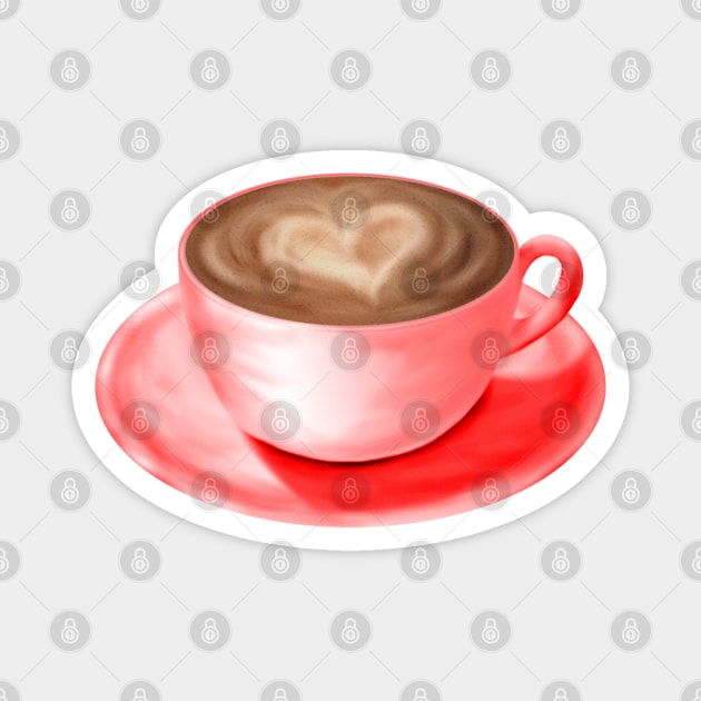 Valentine Love Cappuccino Art Heart Magnet by H. R. Sinclair