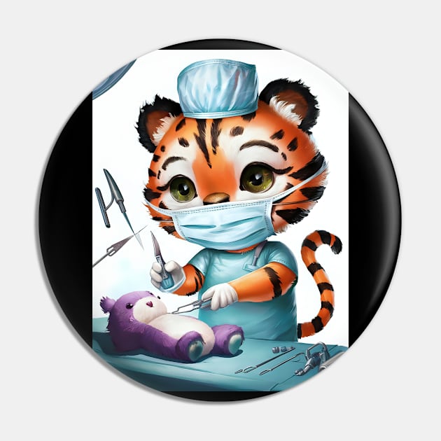 Cute Kawaii tiger as a surgeon Pin by Spaceboyishere