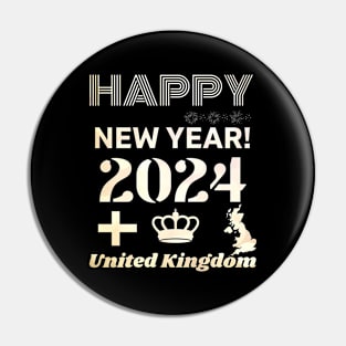 Happy New Year 2024 United Kingdom Pin