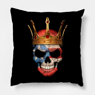 Puerto Rican Flag Skull with Crown Pillow