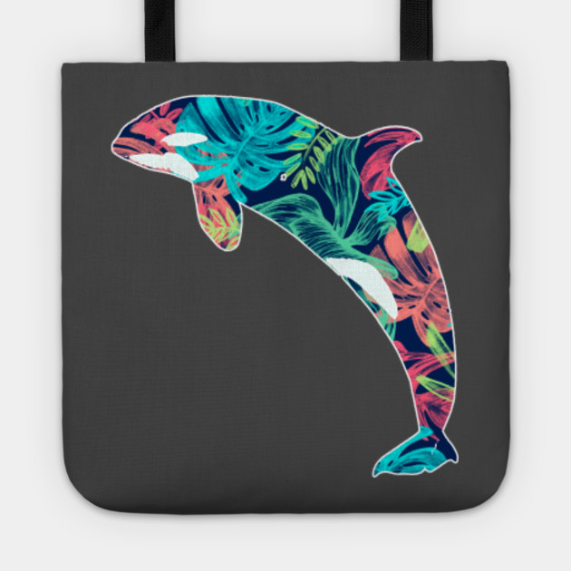 Tropical Flowers Killer Whale Shirt, Sea Orca Tee