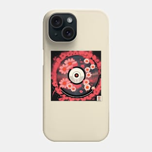 Vintage Floral Red Aesthetic Flowers Vinyl Record Phone Case