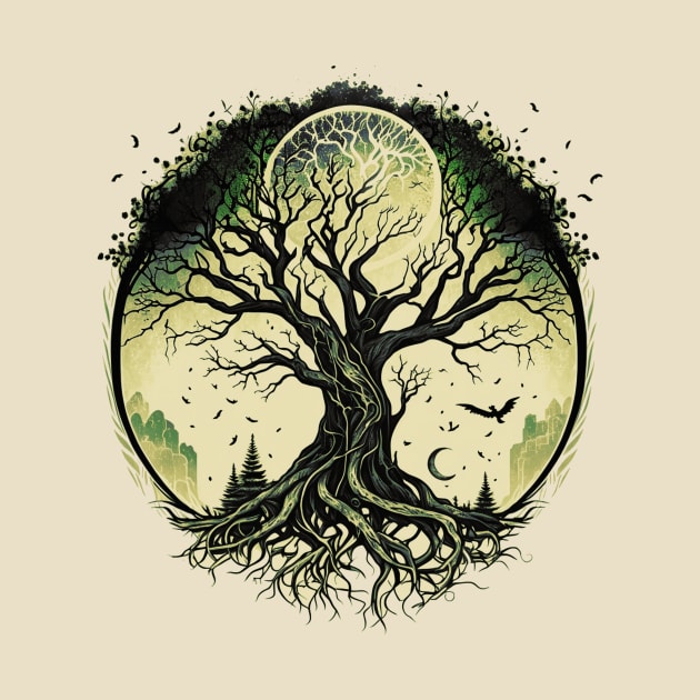 Tree of Life Under the Moon Connection, Life, Magic, Mystery by Dragonfly Tees