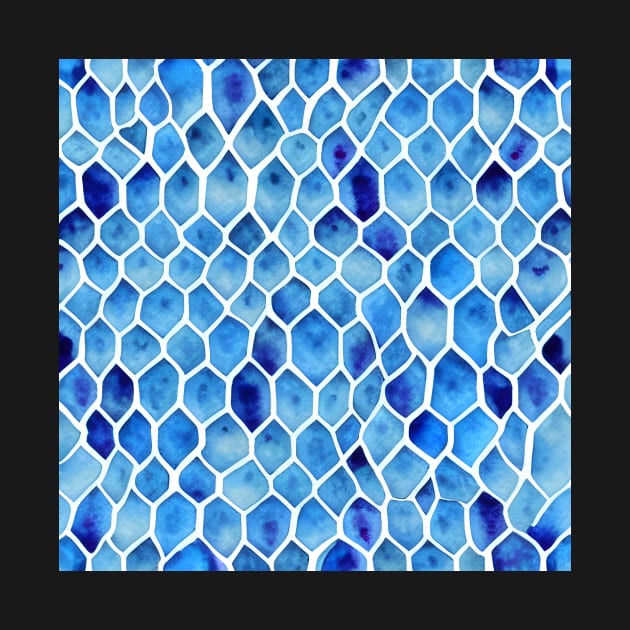 Blue tile watercolor pattern by artsyworldart