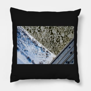 Ice floe on the river aerial view Pillow