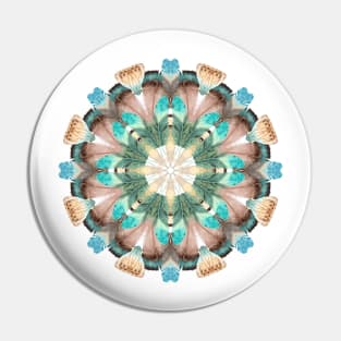 Intricate Feather Kaleidoscope Pattern Pin