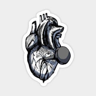 Nailed Through the Heart (Black and White) Magnet