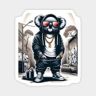 Urban Jungle Swagger: Hip-Hop Koala in Streetwear with Graffiti Background Magnet