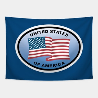 USA United States Flag Patriotic Oval Tapestry