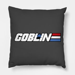 Retro Saturday Morning Cartoon Inspired Goblin Army Logo Pillow