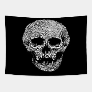 Vile Grungy Skull Art Illustration In Black and White Tapestry