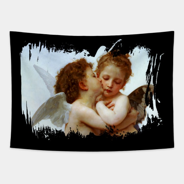 Kissing Cherub angels Tapestry by Print&fun