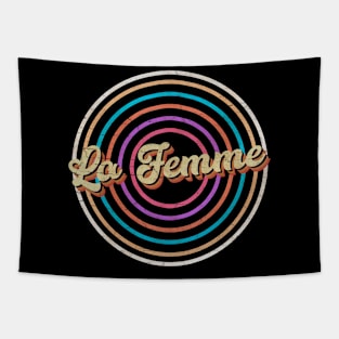 vintage circle line color La Femme Tapestry