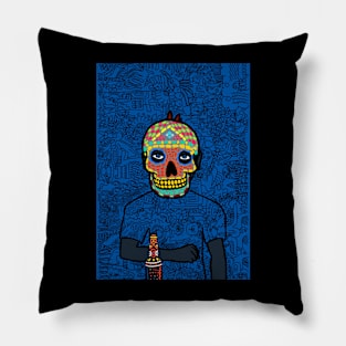 Unique MaleMask NFT with MexicanEye Color and BlueItem Pillow