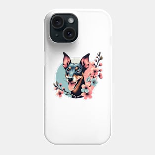 Manchester Terrier Revels in Spring Cherry Blossoms Phone Case