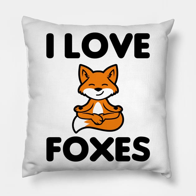 Love Foxes Fox Cute Kawaii Meditation Animals Furry Pillow by Mellowdellow