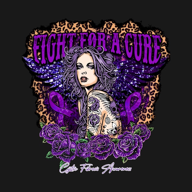 Fight For A Cure Cystic Fibrosis Awareness Leopard Beautiful Woman with wings Supporting gift for Cystic Fibrosis by StevenPeacock68