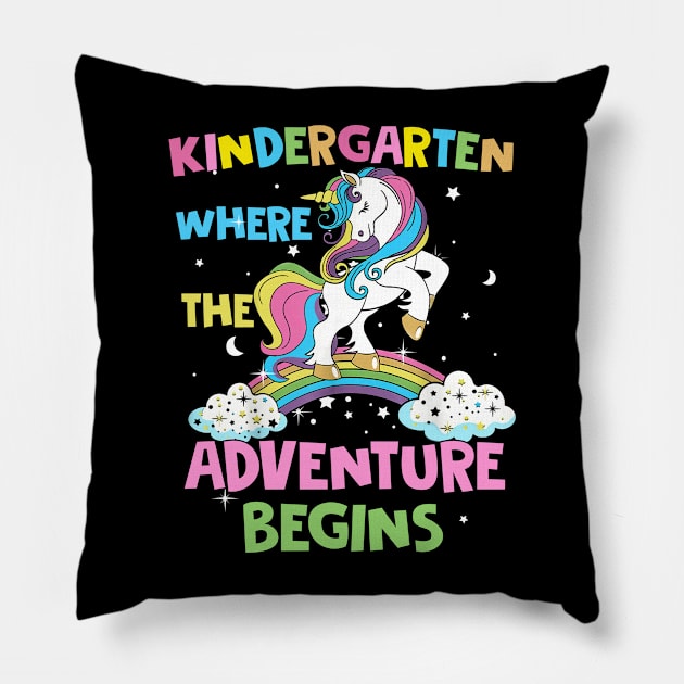 Kindergarten Where The Adventure Begins Student Teacher Pillow by Ene Alda