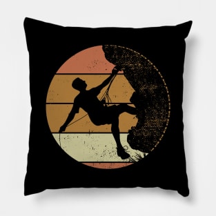 Retro Vintage Climbing The Mountain Climber Vintage Pillow