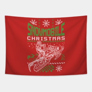 Snowmobile Christmas Riding Tapestry