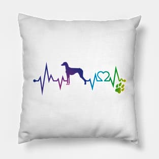 Sloughi  Colorful Heartbeat, Heart & Dog Paw Pillow