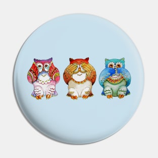 Three wise owls Pin