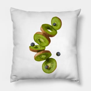 Kiwi Blueberry, Fruit for Thought Photo Vector Illustration Pillow