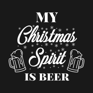 My Christmas spirit is whiskey, Funny Christmas pun, Alcohol holiday humour T-Shirt