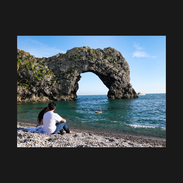 Couple sitting near Durdle door by fantastic-designs