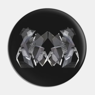 Geometric silver metallic futuristic pattern blac Pin