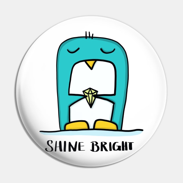 Shine bright - penguin with diamond Pin by ThomaeArt