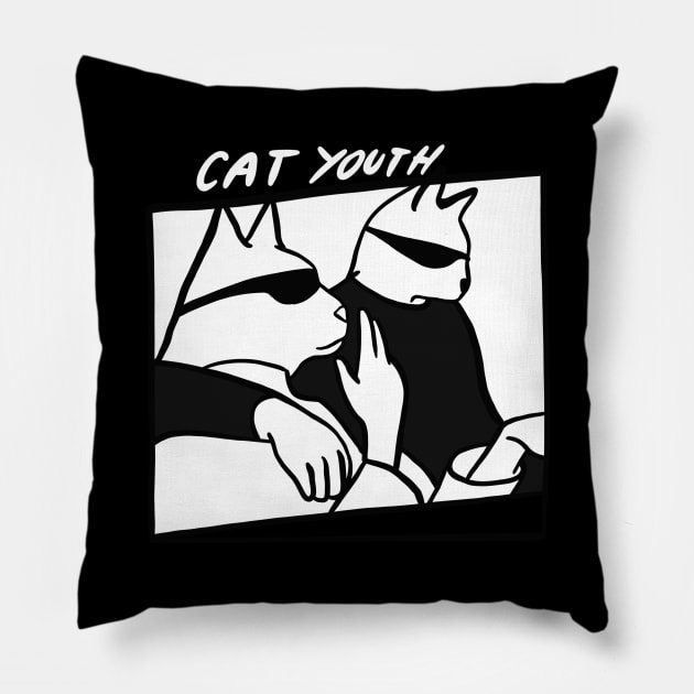 Cat Youth Cool Indie 90s Rock Music Aesthetic Pillow by isstgeschichte