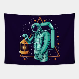 Lost Astronaut with Lantern Tapestry