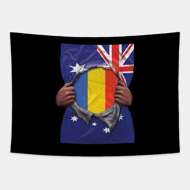 Romania Flag Australian Flag Ripped - Gift for Romanian From Romania Tapestry by Country Flags