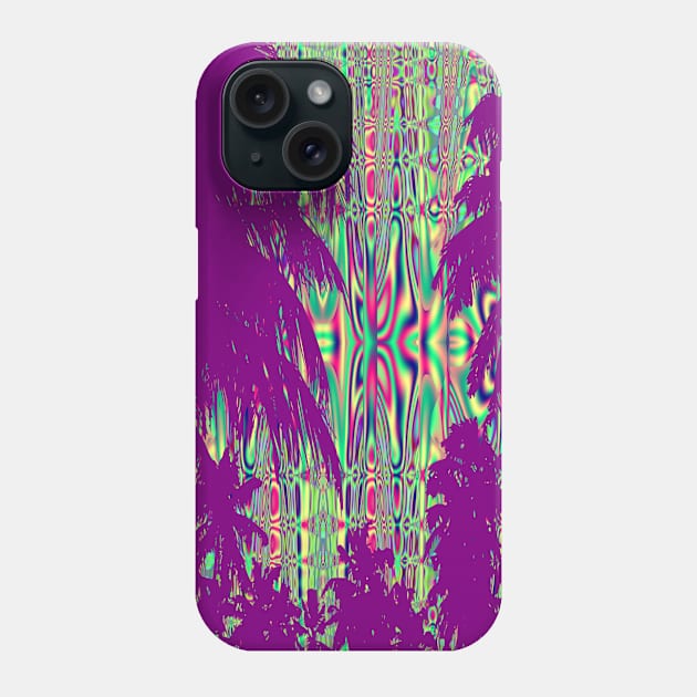 Silhouette Palm Trees on Psychedelic Background Phone Case by Mazz M