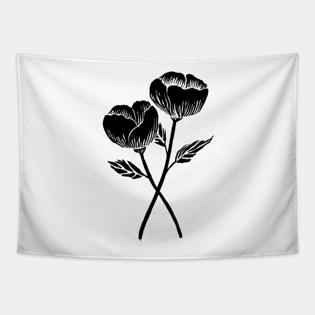 Black flower Tapestry by RicardoCarn