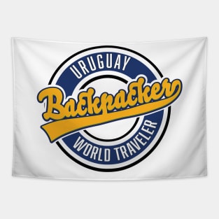 Uruguay backpacker world traveler logo. Tapestry