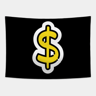 Dollar Sign // Line Art Sticker Tapestry